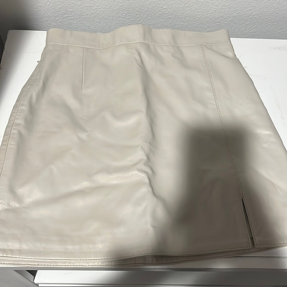 Cream leather mini